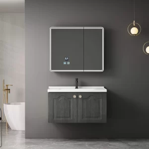 Шкафы для ванной комнаты на заказ ПВХ черная ванная комната с зеркалом Производитель (1)