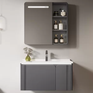 Ванная комната пользовательские Vanity темно-серый, оптовая нержавеющая сталь Ванная комната Vanities с зеркалом (1)