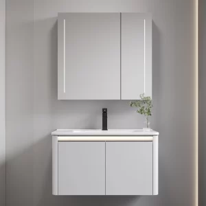 Современный шкаф для ванной комнаты на заказ, PVC настенный тщеславие ванной комнаты с зеркалом поставщик (1)