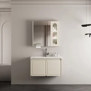 Пользовательские Ванная комната шкаф хаки, роскошные Ванная комната зеркало шкаф в Bulk