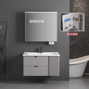 Темно-серая ванная комната на заказ, фанера современный шкаф для ванной комнаты (1)