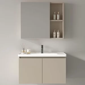 卸し売り浴室ミラーのキャビネット、SPC の流し習慣が付いている壁に取り付けられた浴室の虚栄心 (1)