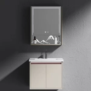 Ванная комната на заказ, роскошные плавающие шкафы для ванной комнаты с зеркалом оптом (1)