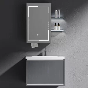 Оптовая ванная комната шкаф тщеславия, алюминиевый темно-серый ванная комната шкаф установить пользовательские (1)