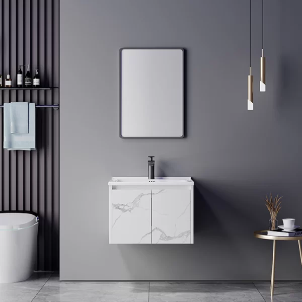 Tocador a medida con lavabo de espejo para baño de hotel