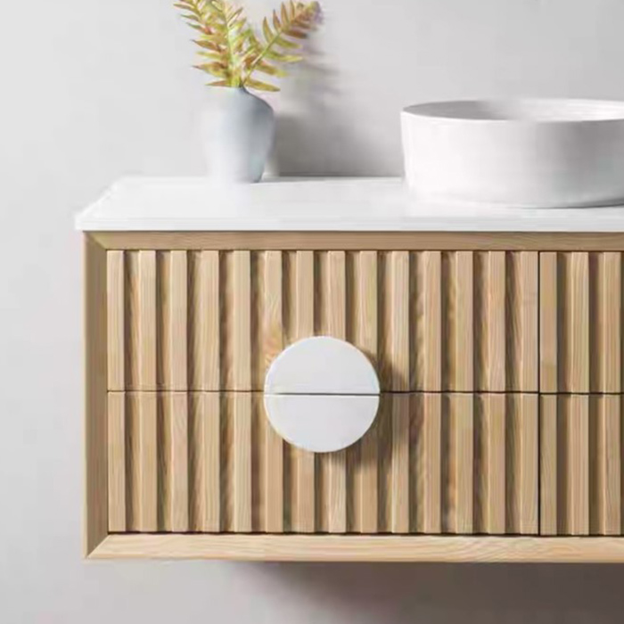 Custom bathroom Wooden-colored cabinet