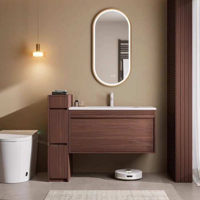 Cómo elegir el gabinete de baño de color cálido tono de madera