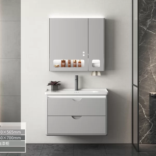 Пользовательские серый ванная комната Vanity шкаф, плавающей ванной зеркало Cabiner в Bulk