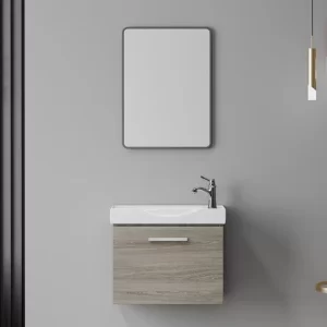 まとめ買い グレーの木目調洗面台