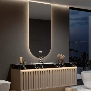 卸し売り浴室の虚栄心の上、贅沢な黒いキャビネットの浴室の大きいサイズ ポリ塩化ビニールの習慣と