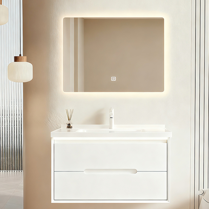 wholesale custom cream-white bathroom cabinet vanity