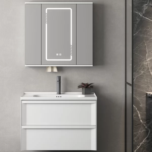 Großhandel Fokus 80CM weiß PVC Bad Schrank Eitelkeit