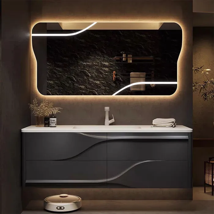 custom vanity with wash basin for hotel bathroom