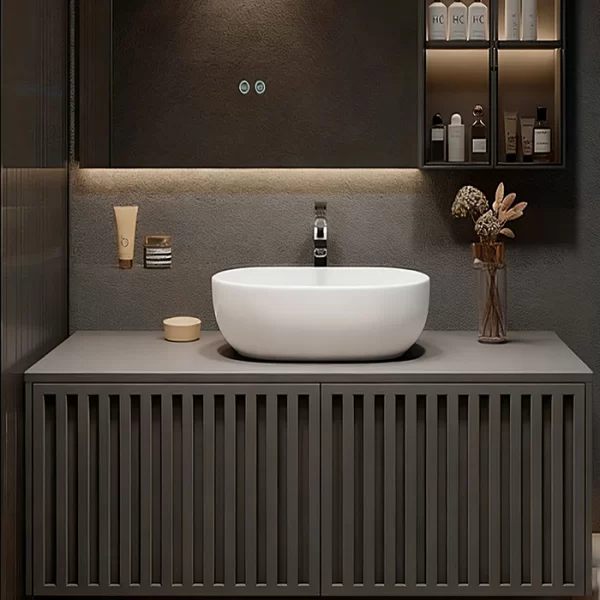 oem design großformatiger grauer schrank mit waschbecken