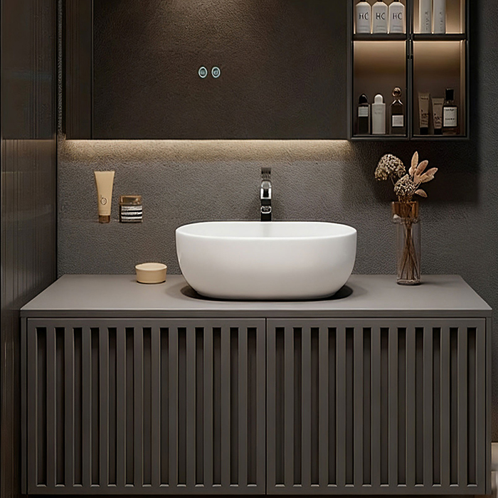 oem дизайн крупногабаритного серого шкафа с раковиной