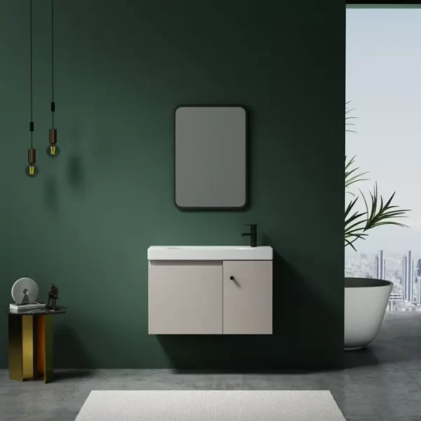 factory wholesale bathroom vanity, with modern design PVC wall-mounted & normal mirror bathroom cabinet for hotel