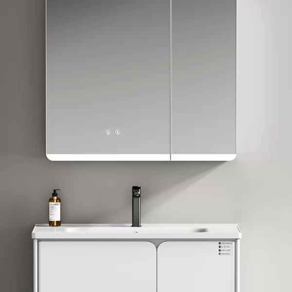 wholesale custom ceramic basin and LED mirror cabinet