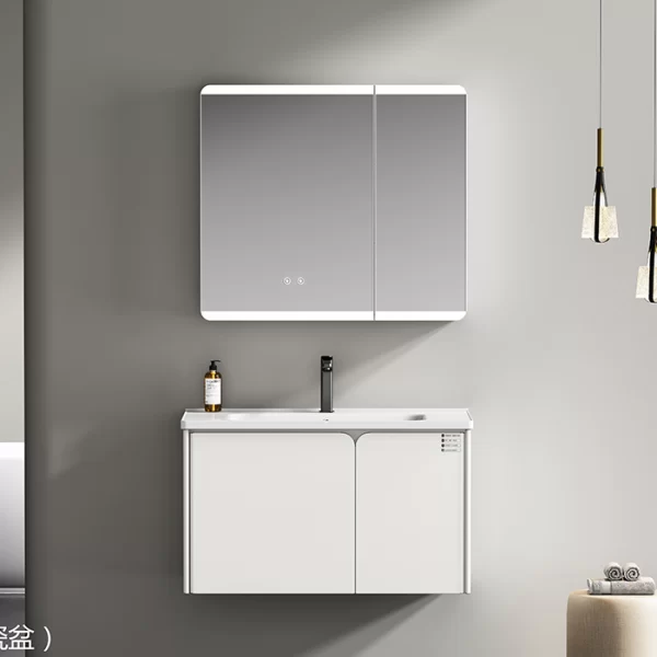 wholesale custom stainless steel cabinet with sink and LED mirror cabinet vanity