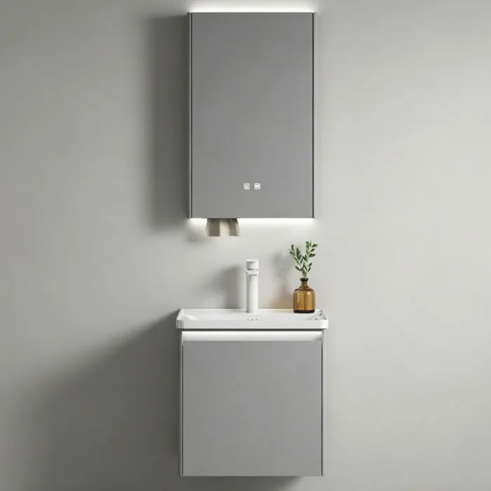 Bulk purchase space-saving floating gray bathroom vanity with simple wall mirror