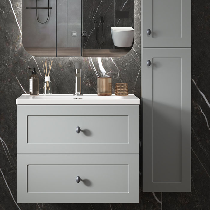 Custom Bathroom Vanity PVC 24-Inch, Wall-Mounted Bathroom Cabinet with Side Cabinet & Anti-Fog Mirror in Bulk - Image 3