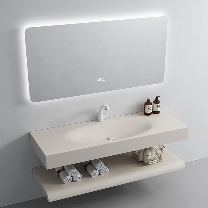 Factory Wholesale Designer Bathroom Vanity with artificial stone material & makeup mirror