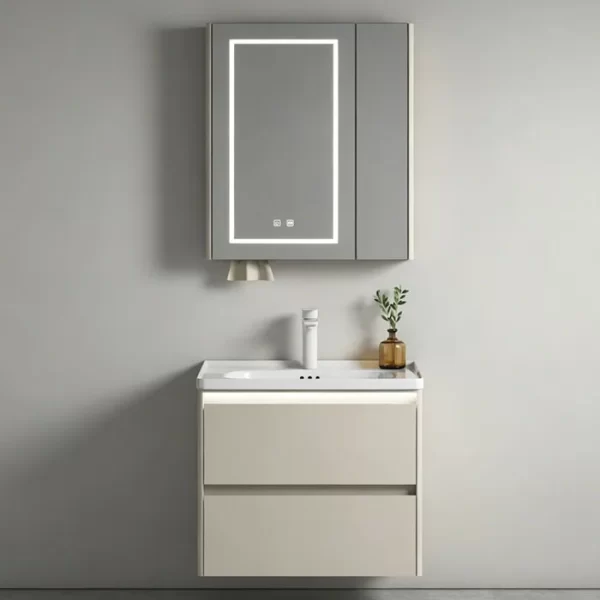 Factory Wholesale stainless steel bathroom Cabinet with Sink and wall mounted mirror