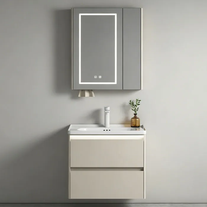 Factory Wholesale stainless steel bathroom Cabinet with Sink and wall mounted mirror