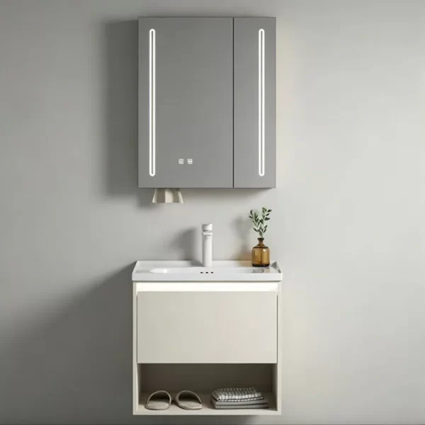 Factory direct sale stainless steel wall-mounted bathroom cabinet & high quality Led mirror
