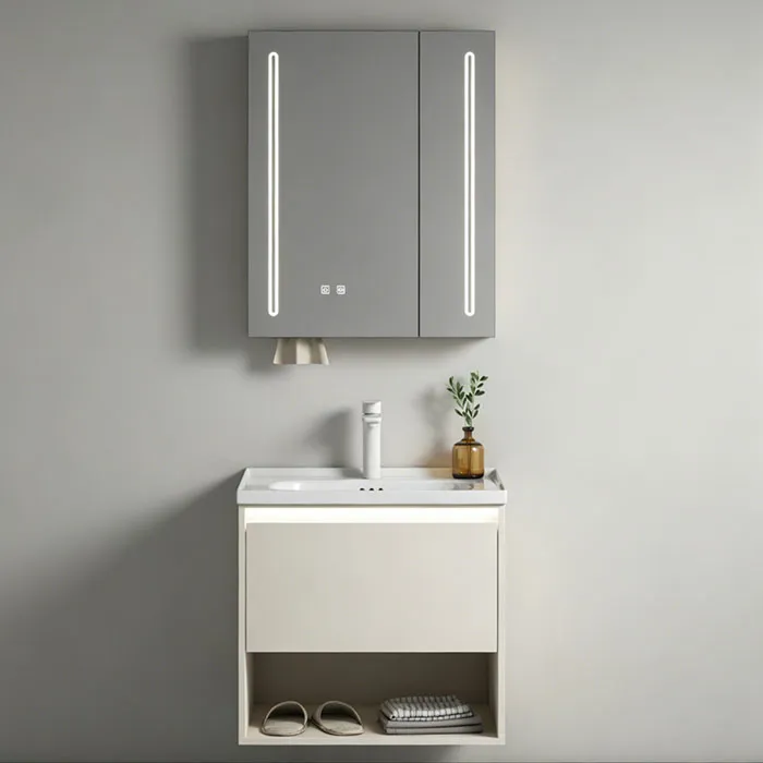 Factory direct sale stainless steel wall-mounted bathroom cabinet & high quality Led mirror