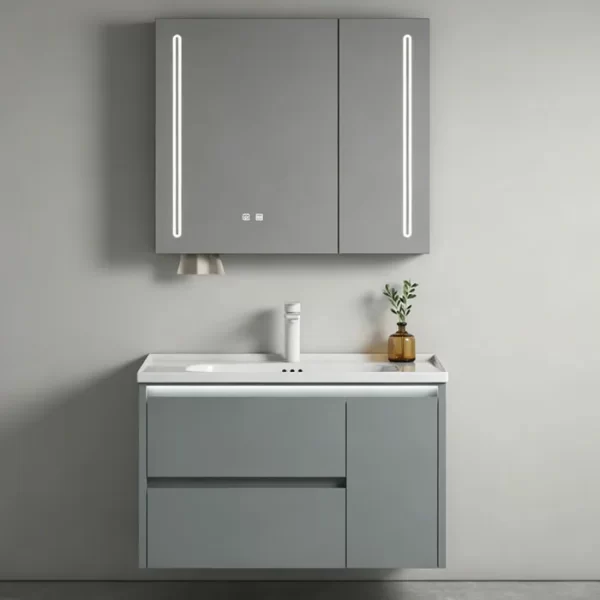 OEM wall-mounted bathroom cabinet with makeup mirror & Large storage capacity