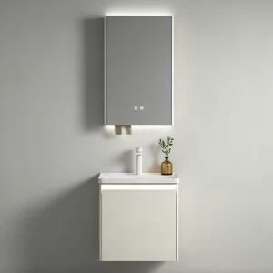Wholesale stainless steel wall-mounted bathroom vanity set with LED mirror cabinet