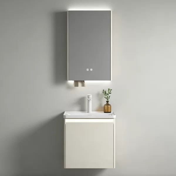 Wholesale stainless steel wall-mounted bathroom vanity set with LED mirror cabinet