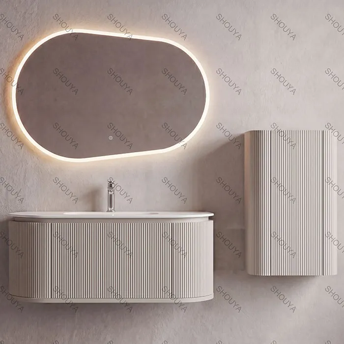 Custom Bathroom Vanity with Sink and Side Cabinet Wall-Mounted for Hotel