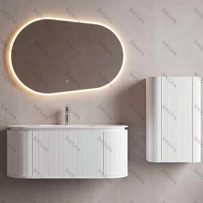 Bathroom Vanity with Side Cabinet Wholesale, Waterproof PVC Bathroom Cabinet & Mirror Custom