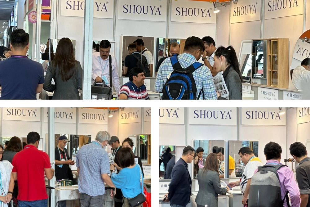 第133回広州交易会に出展されたSHOUYAのバスルーム用洗面化粧台ブース