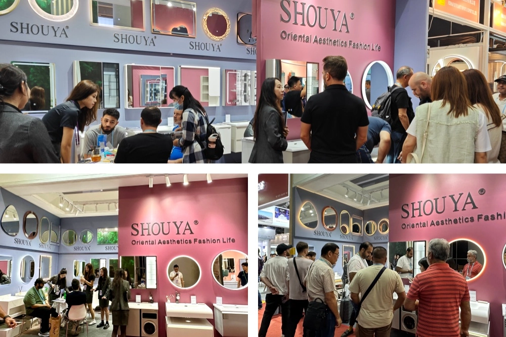 第135回広州交易会に出展されたSHOUYAのバスルーム用洗面化粧台ブース