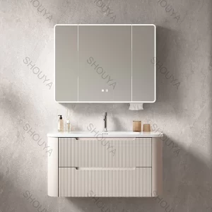 Bulk purchase modern custom bathroom cabinet set with smart LED anti-fog mirror cabinet