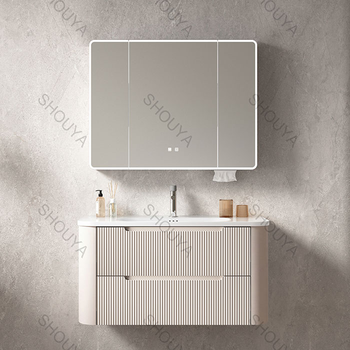 Compra al por mayor de un moderno conjunto de muebles de baño a medida con armario con espejo LED inteligente antivaho