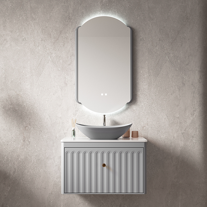 meuble de salle de bains gris sur mesure