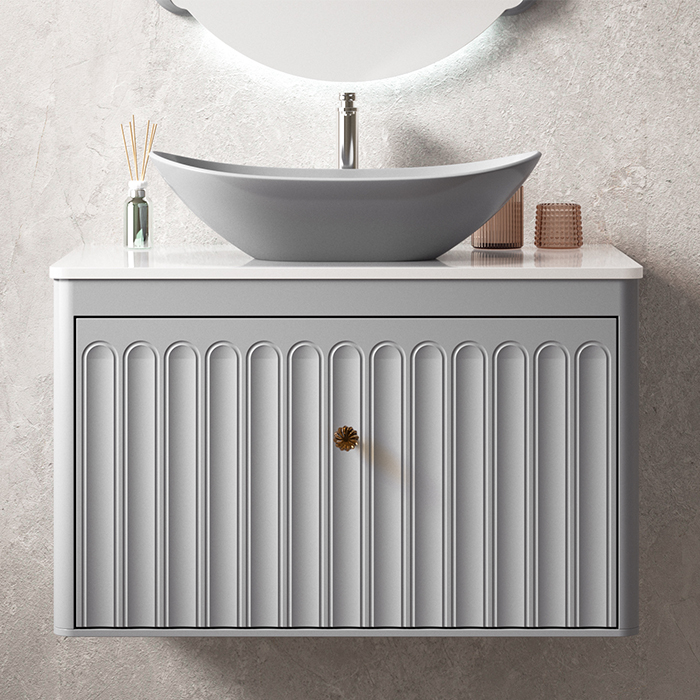 OEM gray main cabinet and stone countertop