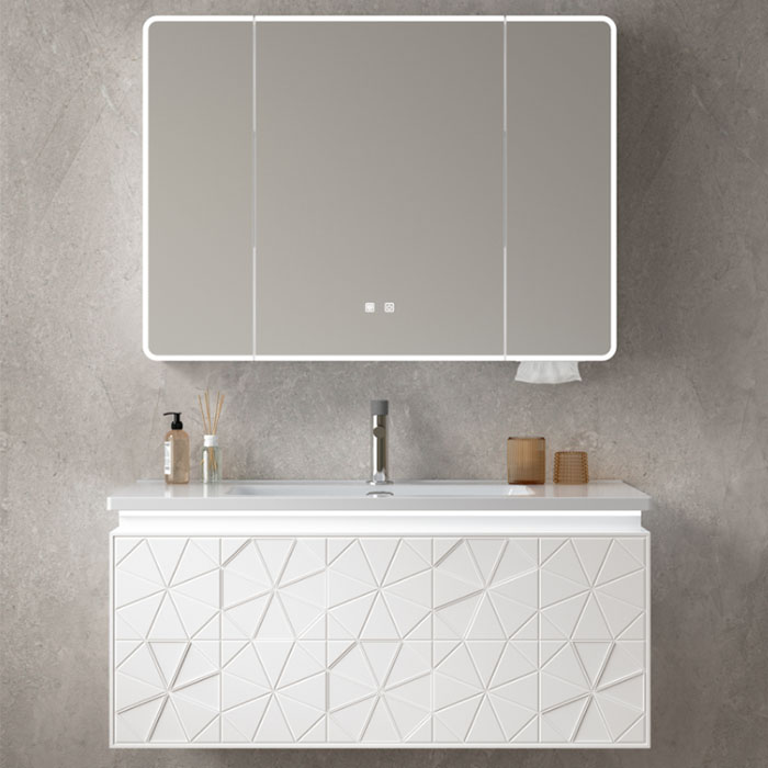 Wall-Mounted Bathroom Cabinet White PVC Bathroom Vanity with Smart Tissue Storage Design Wholesale SY331-100W