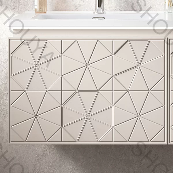 Custom PVC Bathroom Vanity Floating Design with Smart LED Mirror and Geometric Texture in Bulk