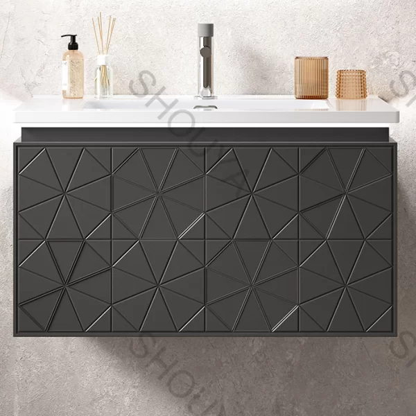 Bathroom Vanity Cabinet with Sink Gray Bathroom Vanity Floating PVC Design Wholesale SY331-80BKD